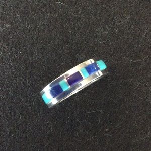Patrick Smith Navajo Silver Turquoise & Lapis Ring